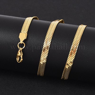 Цепочки-елочки из нержавеющей стали 201 с вакуумным покрытием PVD X-NJEW-M187-06G-1