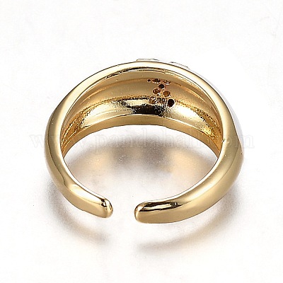 Латунные кольца из манжеты с прозрачным цирконием RJEW-H538-03G-X-1