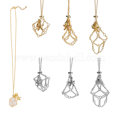6 шт. 6 стиля латунный мешочек-макраме подвеска слайдер ожерелье изготовление NJEW-PH01578-1