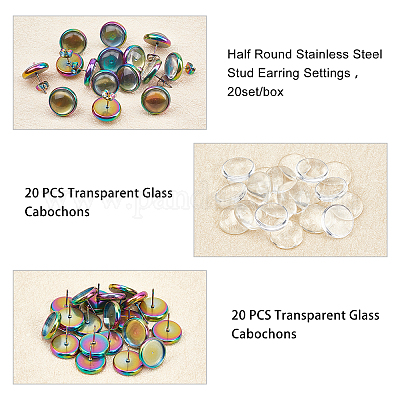 Наборы для самостоятельного изготовления полукруглых сережек-гвоздиков DIY-UN0002-38MC-1