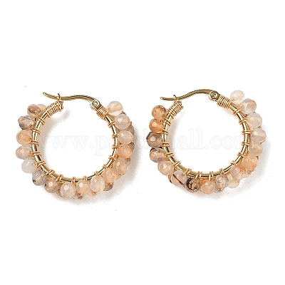 Серьги-кольца из нержавеющей стали 304 EJEW-F240-03G-02-1