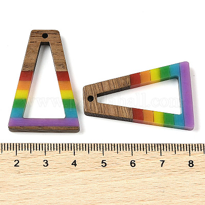 Подвески Pride на тему радуги из смолы и орехового дерева WOOD-K012-11A-1
