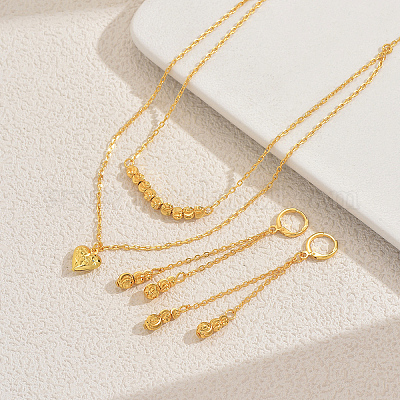 Комплекты из двухслойных ожерелий и серег в форме латунного сердца для женщин VD3296-1