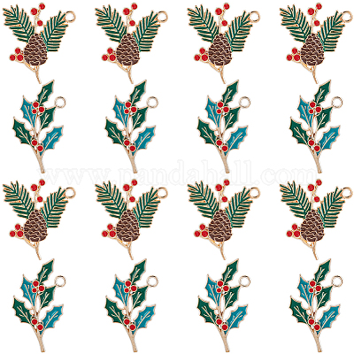 28 шт. 2 стиля позолоченных рождественских эмалевых подвесок из сплава ENAM-SC0005-83-1