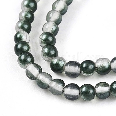 Запекание окрашенные прозрачные стеклянные бусины нити DGLA-N011-4mm-07-1