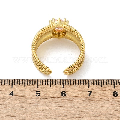 Открытые манжеты из латуни с микропаве и цирконием для женщин RJEW-U059-01G-01-1