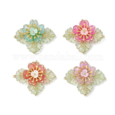 Подвески-цветы из латунного стекла и бисера PALLOY-MZ01118-1