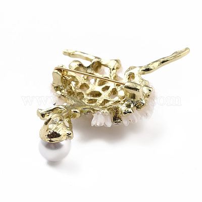 Брошь из сплава балерины с жемчугом из смолы JEWB-O009-20-1