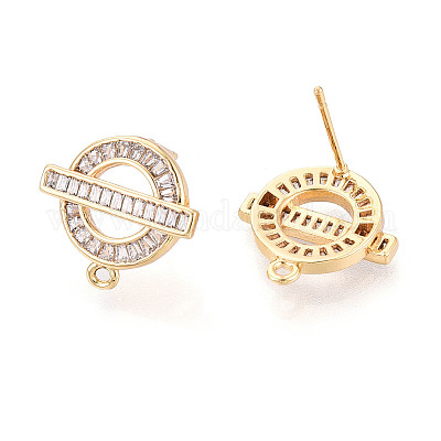 Латунные серьги-гвоздики из циркония KK-N272-03G-1
