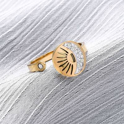 Нержавеющая сталь 304 с манжетными кольцами со стразами RJEW-Q020-03G-1