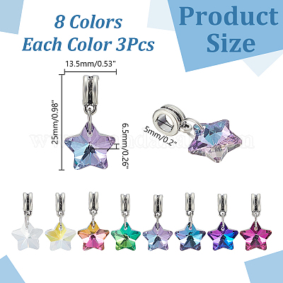 24 шт. 8 стиля ab цвет прозрачное стекло европейские подвески-шармы PALLOY-AR00050-1