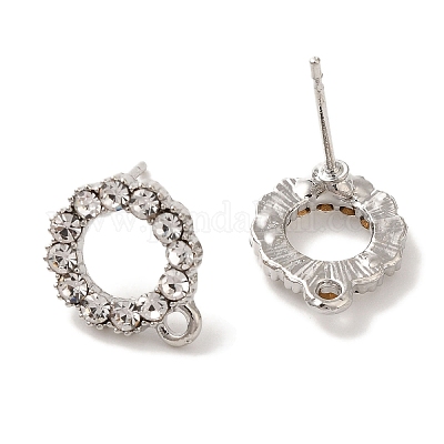 Покрытие стойки латунь микро паве серьги-гвоздики из циркония фурнитура EJEW-K289-07P-1