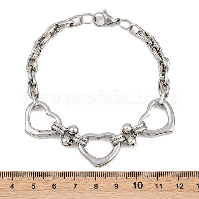 201 браслет-цепочка из нержавеющей стали для женщин BJEW-B143-14P-1