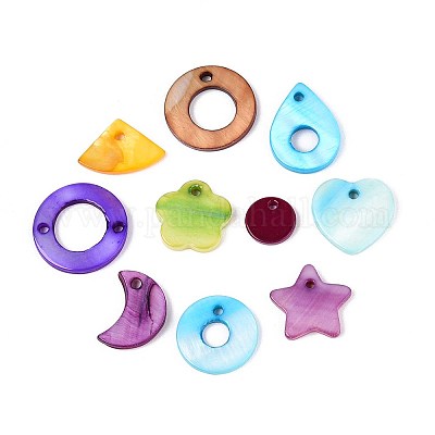 Подвески и комплекты звеньев из окрашенных натуральных пресноводных ракушек SHEL-T020-57-1