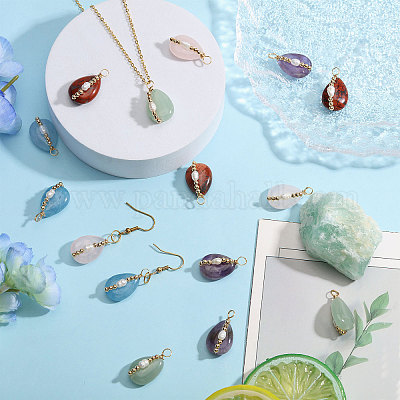 15 шт. подвески в форме слезы из натурального аметиста PALLOY-FH00152-1