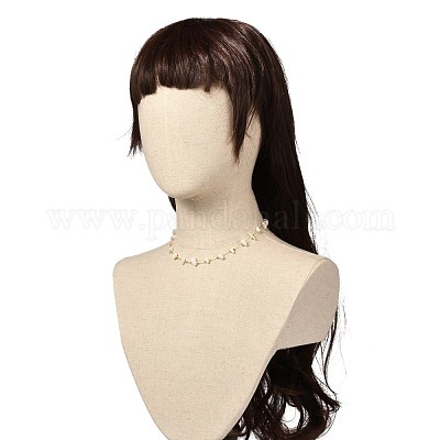 Ожерелье из бисера из натурального белого лунного камня для девочек и женщин NJEW-JN03708-02-1