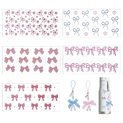 Пластиковые наклейки с изображением домашних животных в виде банта DIY-GA0008-95-1