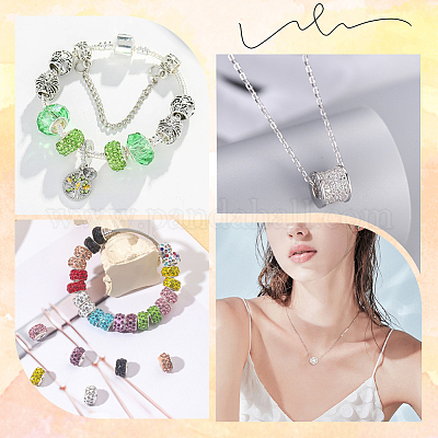 80 шт. полимерная глина со стразами европейские бусины с большими отверстиями с серебряными латунными сердечниками FPDL-LT0001-02F-1