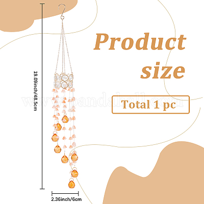 Цветочные круглые стеклянные бусины с кисточками HJEW-WH20020-007A-1