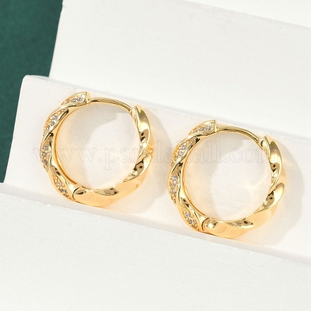 Серьги-кольца из латуни с прозрачным кубическим цирконием EJEW-Q016-19G-1