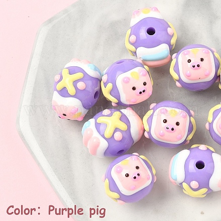 10 шт. расписанный вручную акрил с эмалевыми бусинами MACR-YW0003-28F-1