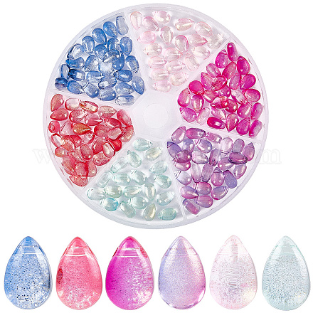 210шт 6 цвета прозрачные стеклянные бусины GGLA-LT0001-02B-1