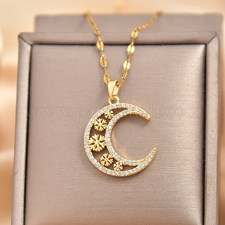 Луна снежинка латунные микропаве прозрачные кубические цирконии подвески ожерелья FS-WG13E36-01-1