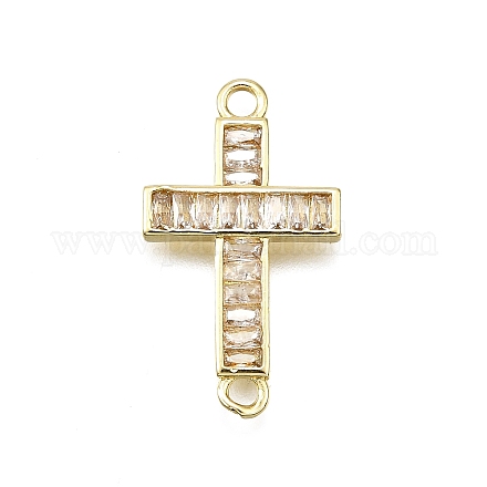 Латунные микро-паве прозрачные кубические цирконии религиозные крестообразные соединители подвески KK-Z100-22G-04-1