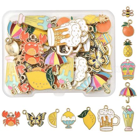 48шт 12 стиля подвески из сплава с эмалью ENAM-FS0003-51-1