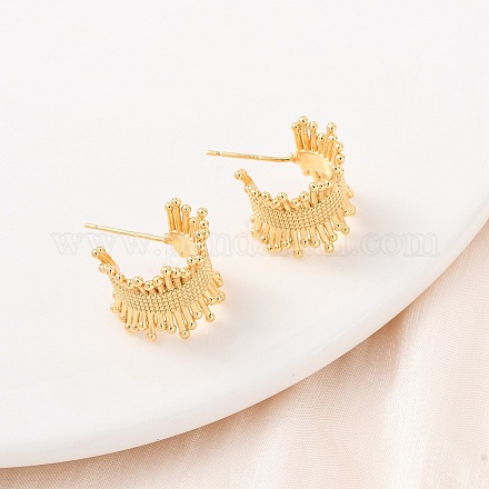 C-образные латунные серьги-гвоздики EJEW-D346-02G-1