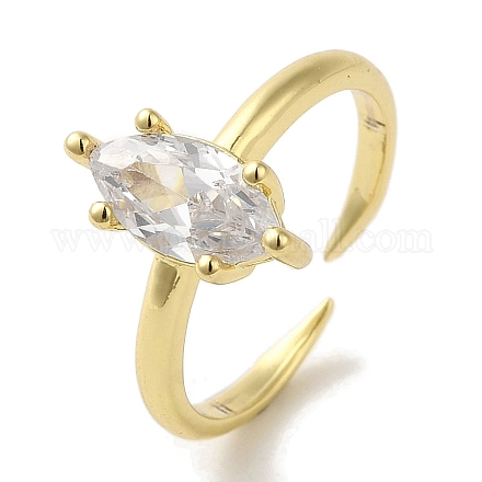 Реечное покрытие латунь микро паве кубический цирконий регулируемые кольца RJEW-H228-03G-02-1