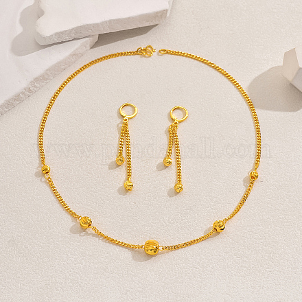 Роскошные латунные серьги-подвески с круглыми бусинами и ожерелья для ежедневного женского праздника ND7080-1