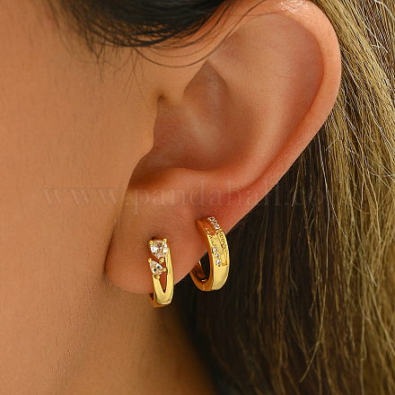 Элегантные серьги-кольца из латуни с прозрачным кубическим цирконием TM9800-1-1