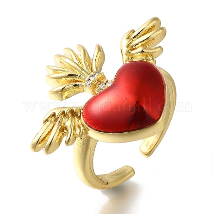 Покрытие стойки латунные прозрачные кольца с фианитом открытые манжеты RJEW-S411-01G-02-1