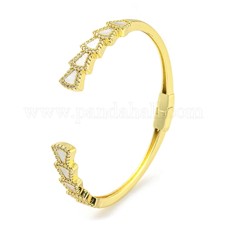 Браслеты на открытой манжете из латуни с микропаве и прозрачным фианитом BJEW-Z062-18G-1