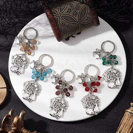 Брелки для ключей из гальванического стекла в тибетском стиле на Хэллоуин KEYC-JKC01241-1