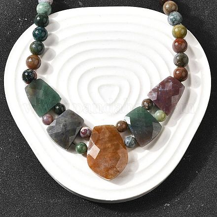 Натуральный индийский агат ограненный нагрудник градуированные бусины ожерелья для женщин NJEW-B128-01E-1