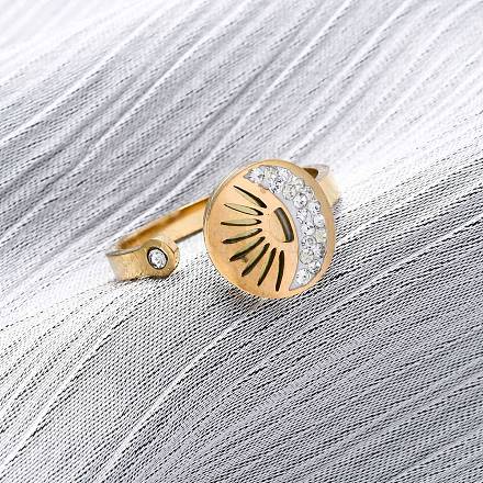 Нержавеющая сталь 304 с манжетными кольцами со стразами RJEW-Q020-03G-1