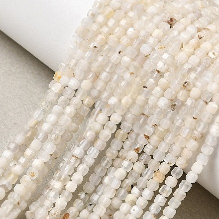 Натуральный белый лунный камень бисер пряди G-RM241221-K10-1