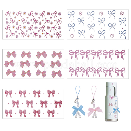 Пластиковые наклейки с изображением домашних животных в виде банта DIY-GA0008-95-1