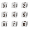 9Pcs 9 Style 303 Stainless Steel European Beads, Large Hole Beads, Cube with Number, Stainless Steel Color, 7x7x7mm, Hole: 5mm, 1pc/style