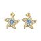 Brass Micro Pave Cubic Zirconia Enamel Pendants, with Jump Ring, Real 18K Gold Plated, Starfish, 18.5x16.5x2mm, Hole: 3.5mm