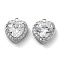 Brass Micro Pave Clear Cubic Zirconia Pendants, Cadmium Free & Nickel Free & Lead Free, with Glass, Heart, Real Platinum Plated, 13x11x5.5mm, Hole: 1.2mm