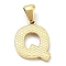 Ion Plating(IP) 316L Surgical Stainless Steel Pendants, Nickel Free, Real 18K Gold Plated, Letter Charm, Textured, Letter Q, 15.5x12.5x1.6mm, Hole: 3.5mm