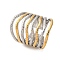 304 Stainless Steel Double Color Cuff Rings, Ion Plating(IP), Golden & Stainless Steel Color, 28mm