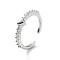Heart Rack Plating Brass Micro Pave Clear Cubic Zirconia Open Rings, Long-Lasting Plated Cuff Ring for Women, Lead Free & Cadmium Free, Platinum, US Size 6 1/2(16.9mm)