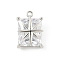 Brass Micro Pave Cubic Zirconia Pendants, Cadmium Free & Nickel Free & Lead Free, Rectangle with Star, Platinum, 16x11.5x7mm, Hole: 1.5mm