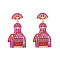 Zinc Alloy Rhinestone Dangle Stud Earrings, Perfume Bottle, with Enamel, Golden, Deep Pink, 51x26mm