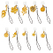 20Pcs 10 Style Alloy Mobile Straps, with Plastic Mobile Dustproof Plugs, Flower, Golden, 75~100mm, 2pcs/style