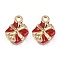 Alloy Enamel Charms, Golden, Box, 11x8.5x7.5mm, Hole: 1.2mm